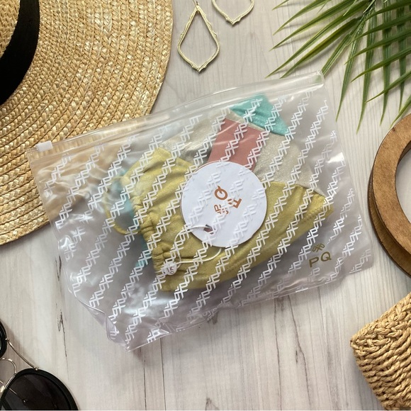 PQ ☀️ Divine Luna Wave Blue Yellow Shimmer Bralette Bikini Top - Picture 10 of 12